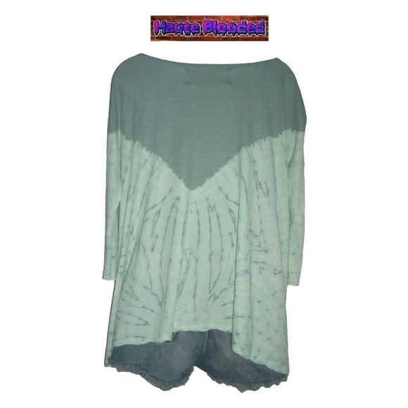Free People Tie Dye Green Oversized Boho Boxy Urban Outfitters Bohemian Made USA - Picture 4 of 7